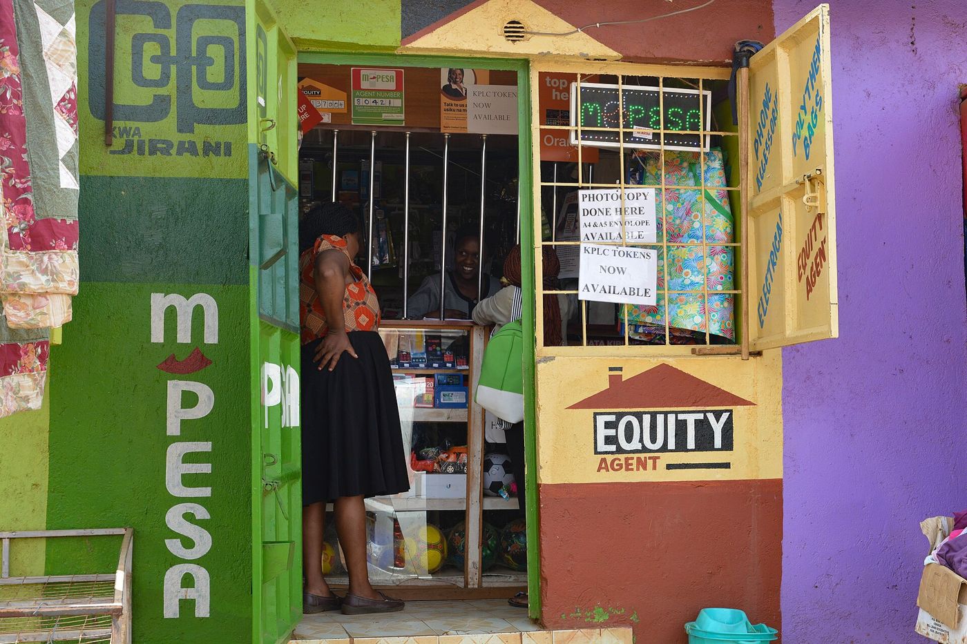 A Nairobi shop acting as both an M-Pesa and an Equity Bank agent